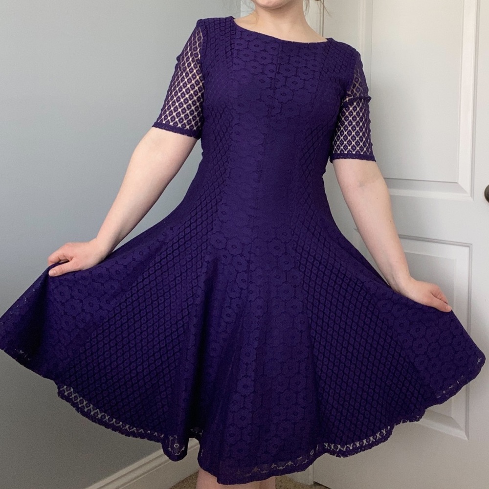 Danny & Nicole Purple Lace Swing Dress